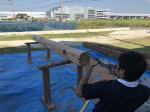 豊田市 住んでいた住宅の古材を再利用した建て替え　古材の加工