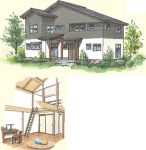 粋な和服のような草柳の色と白の外壁カラーが個性的です。