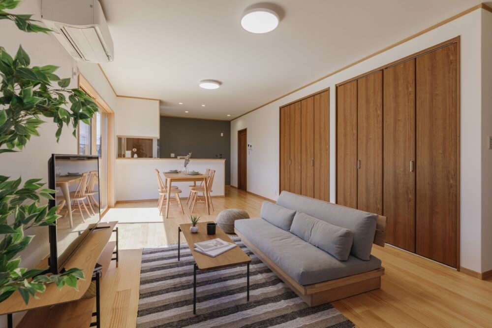 広い土間からLDKにつながる和室のある平屋