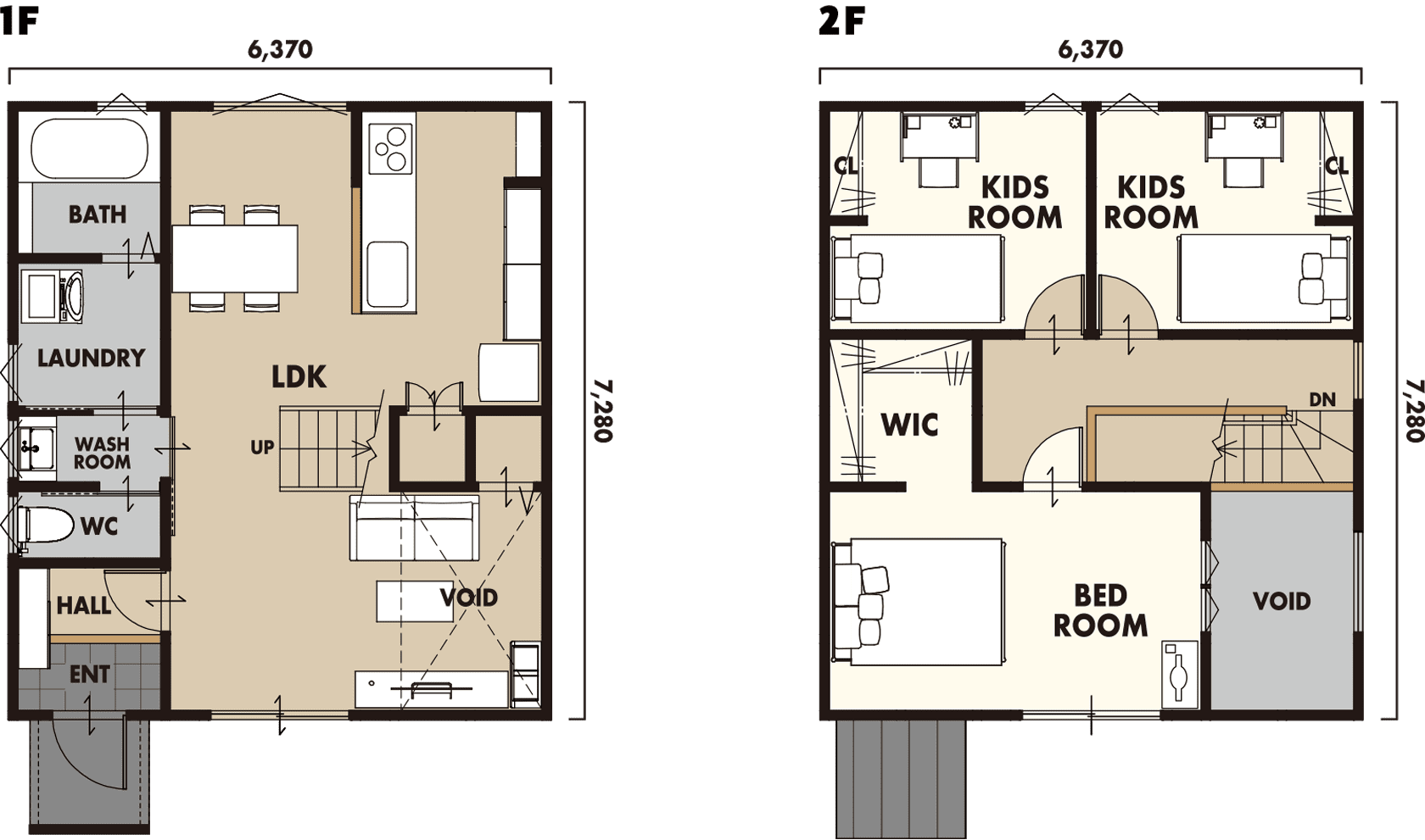 安城市のローコスト住宅「growth」3LDK PLAN の間取り図