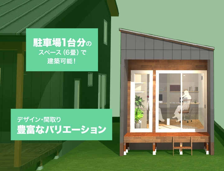 愛知県でリモートワーク用はなれの個室「REmotto」外観イメージ詳細